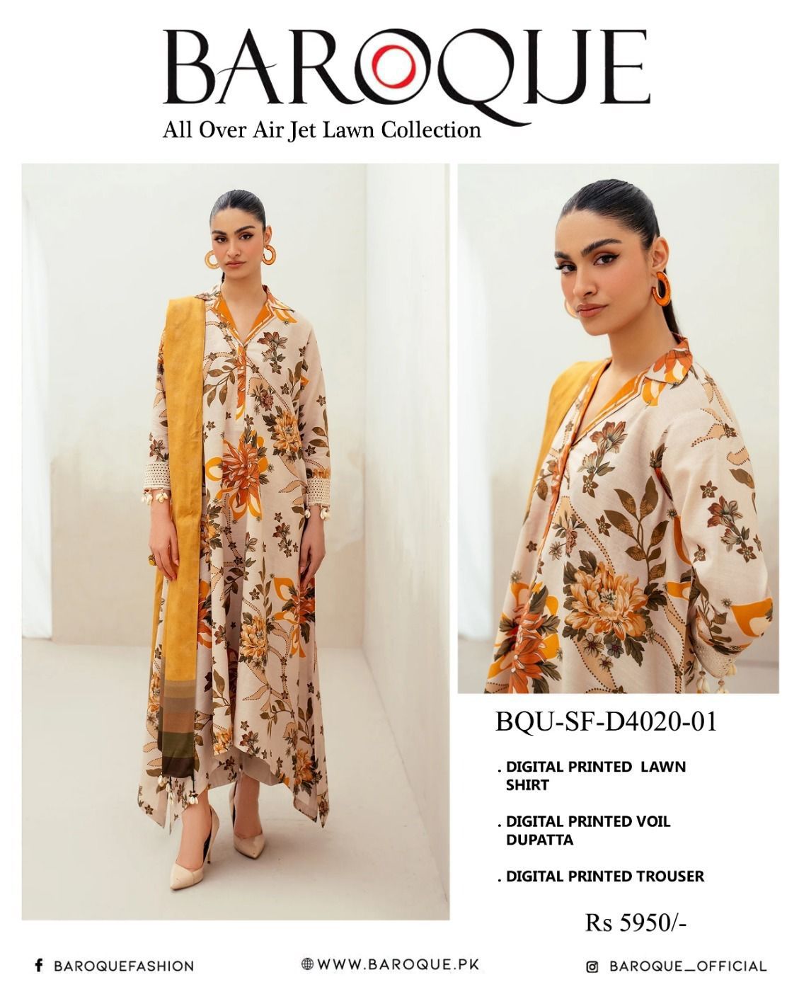 3pc Digital Print Lawn Suit Unstitched