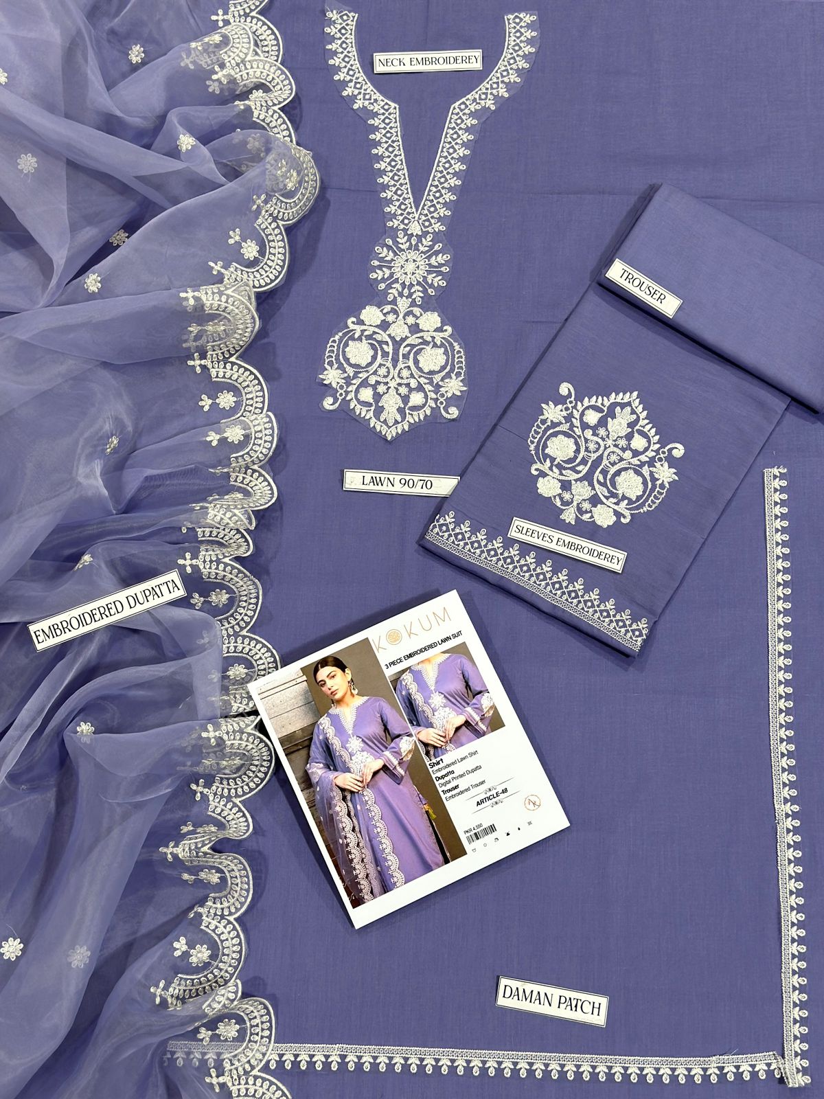 3pc Lawn Embroidered Suit Unstitched
