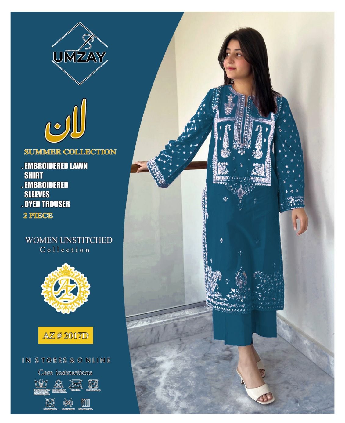 2pc Lawn Embroidered Dress Unstitched
