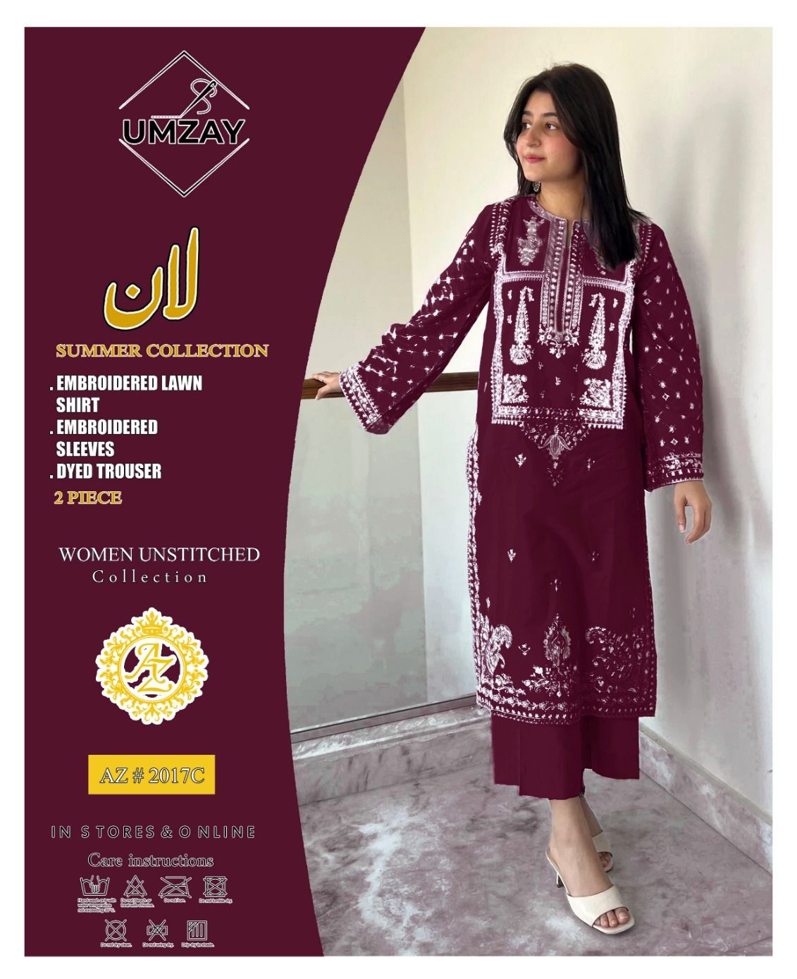 2pc Lawn Embroidered Dress Unstitched