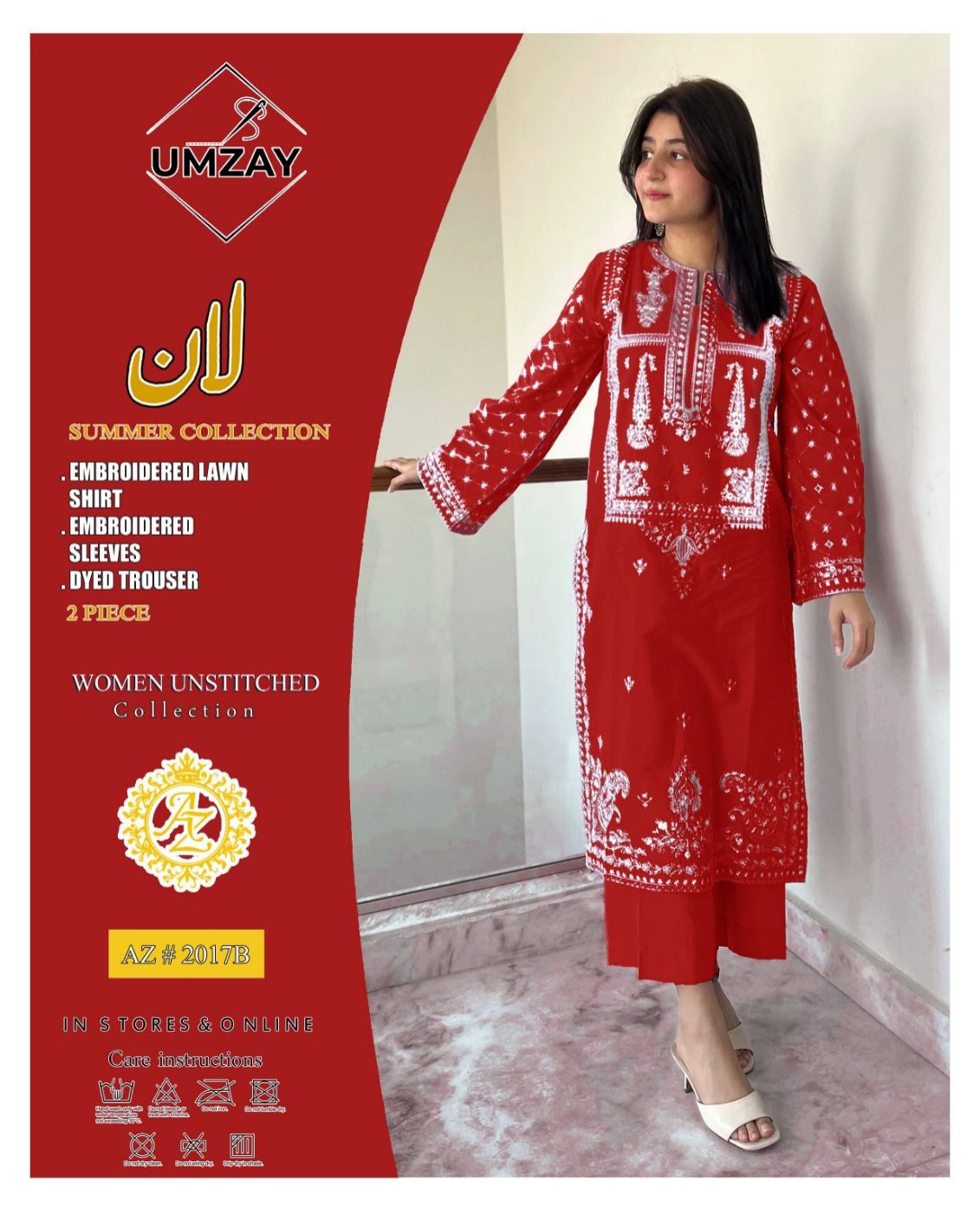2pc Lawn Embroidered Dress Unstitched