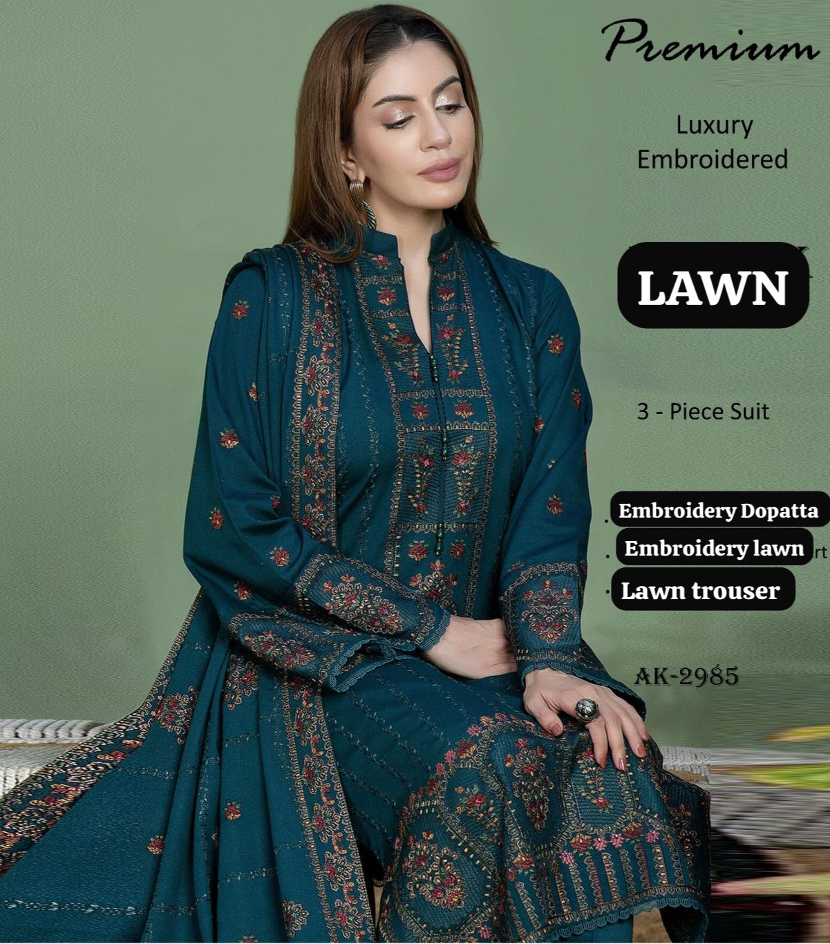 3pc Lawn Embroidered Dress Unstitched