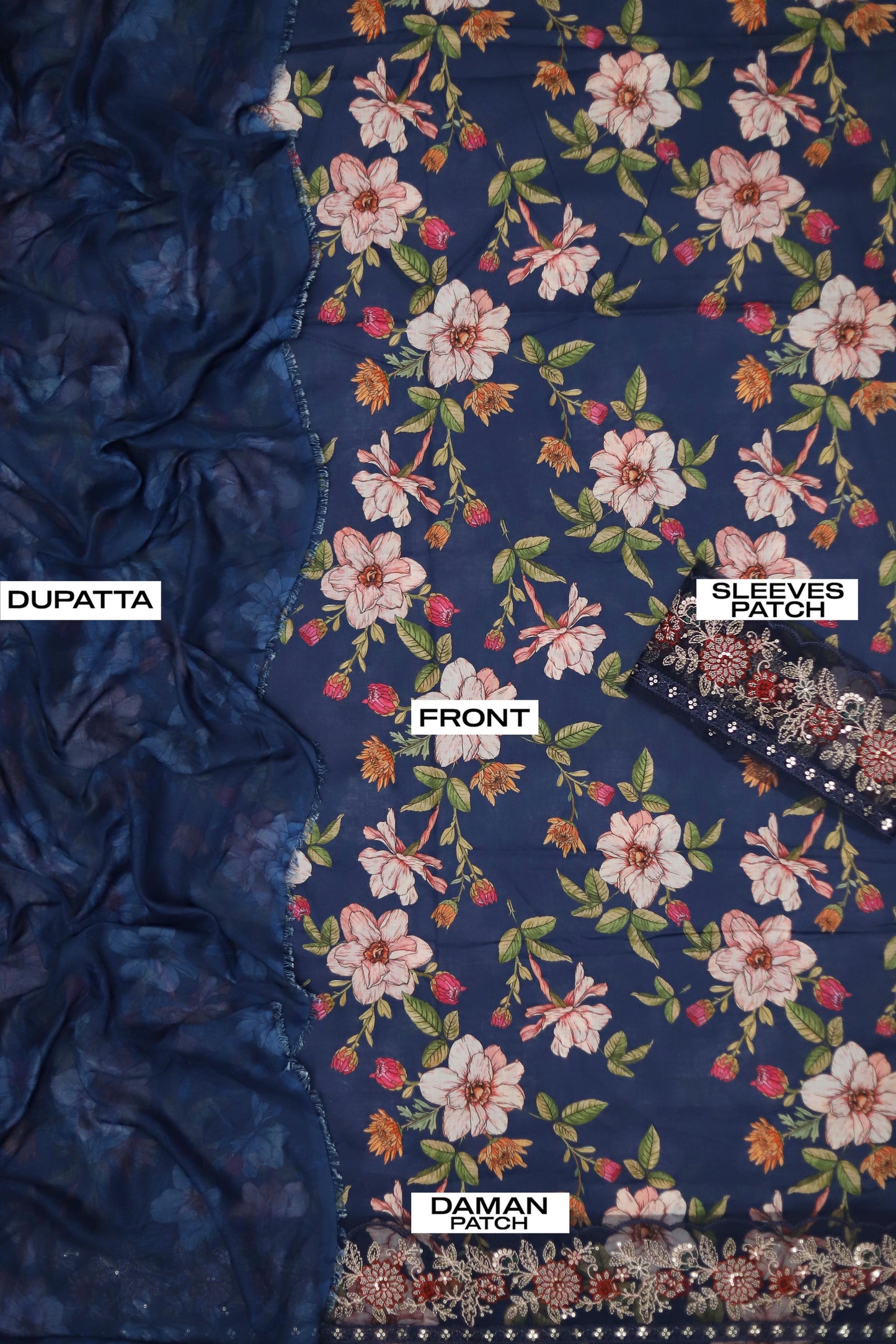 3pc Digital Print with Embroidered Patch