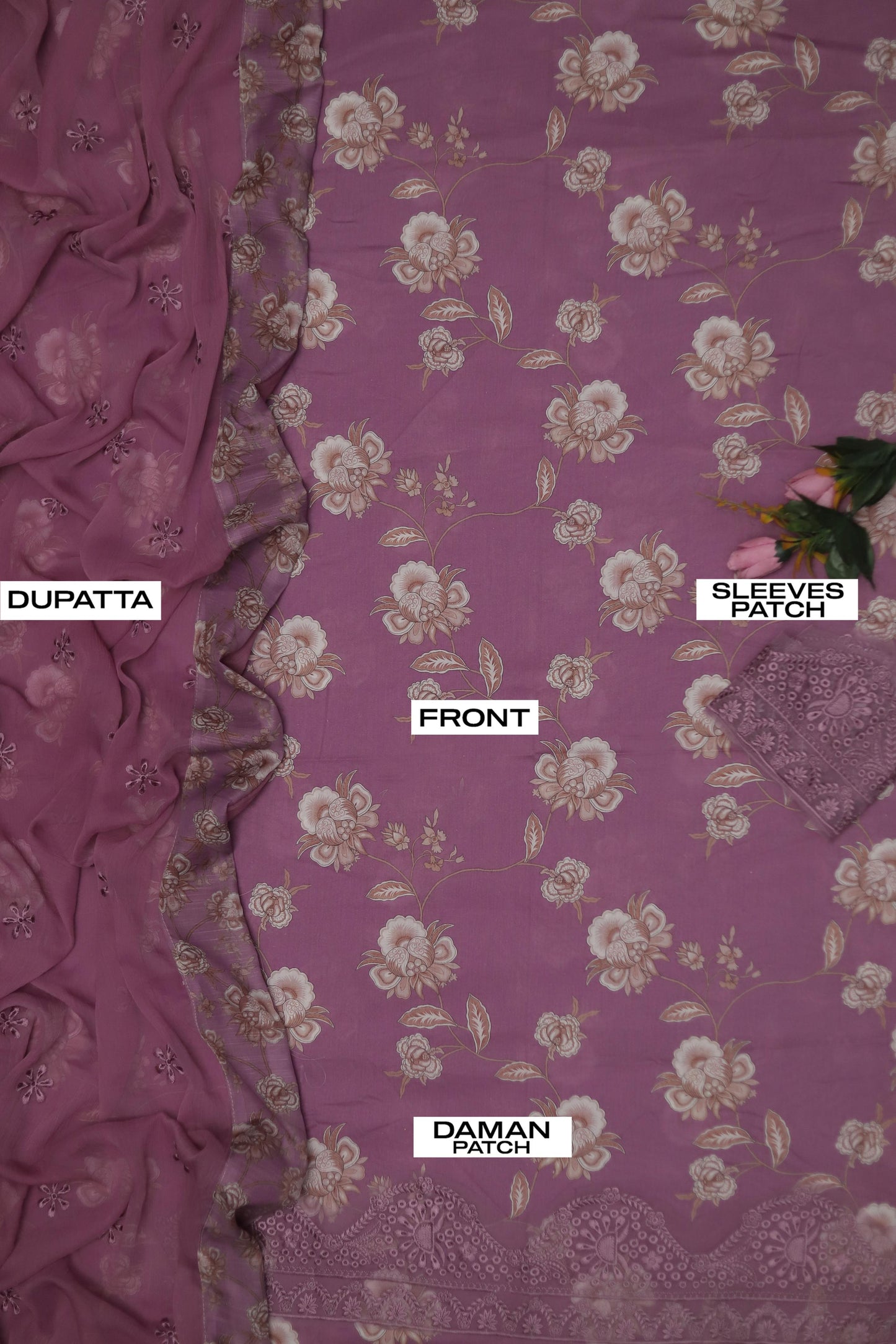 3pc Lawn Embroidered Patch Dress Unstitched