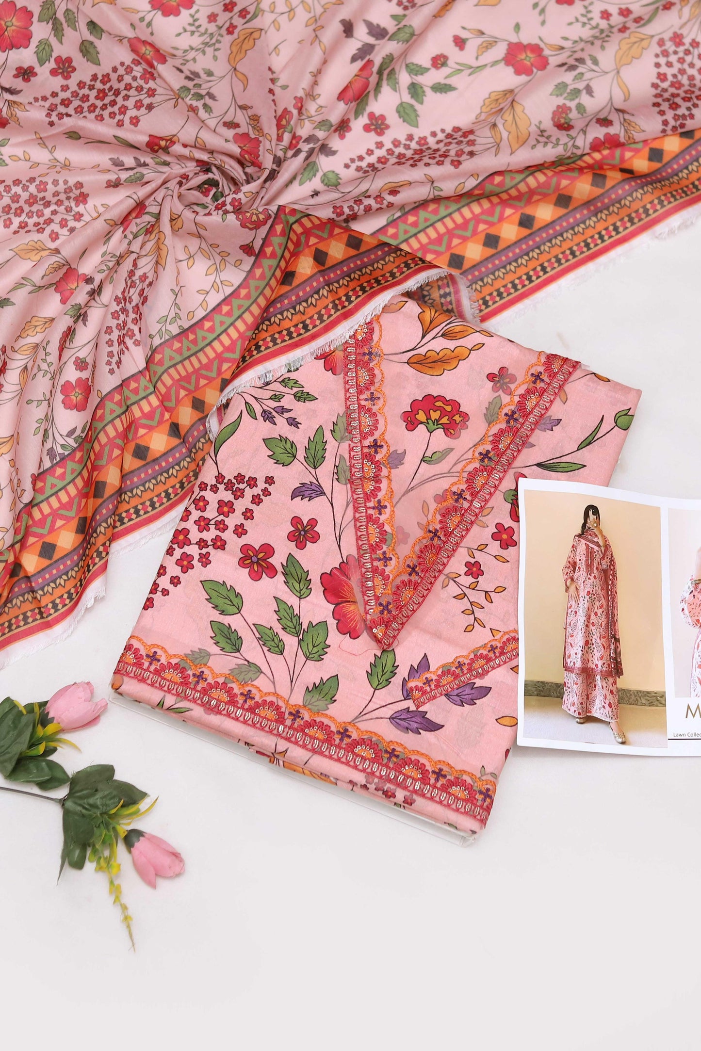 3pc Lawn Embroidered Patch Dress Unstitched