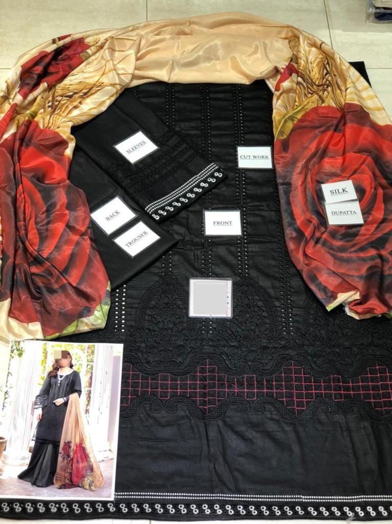 3PC Embroidered Dress Unstitched