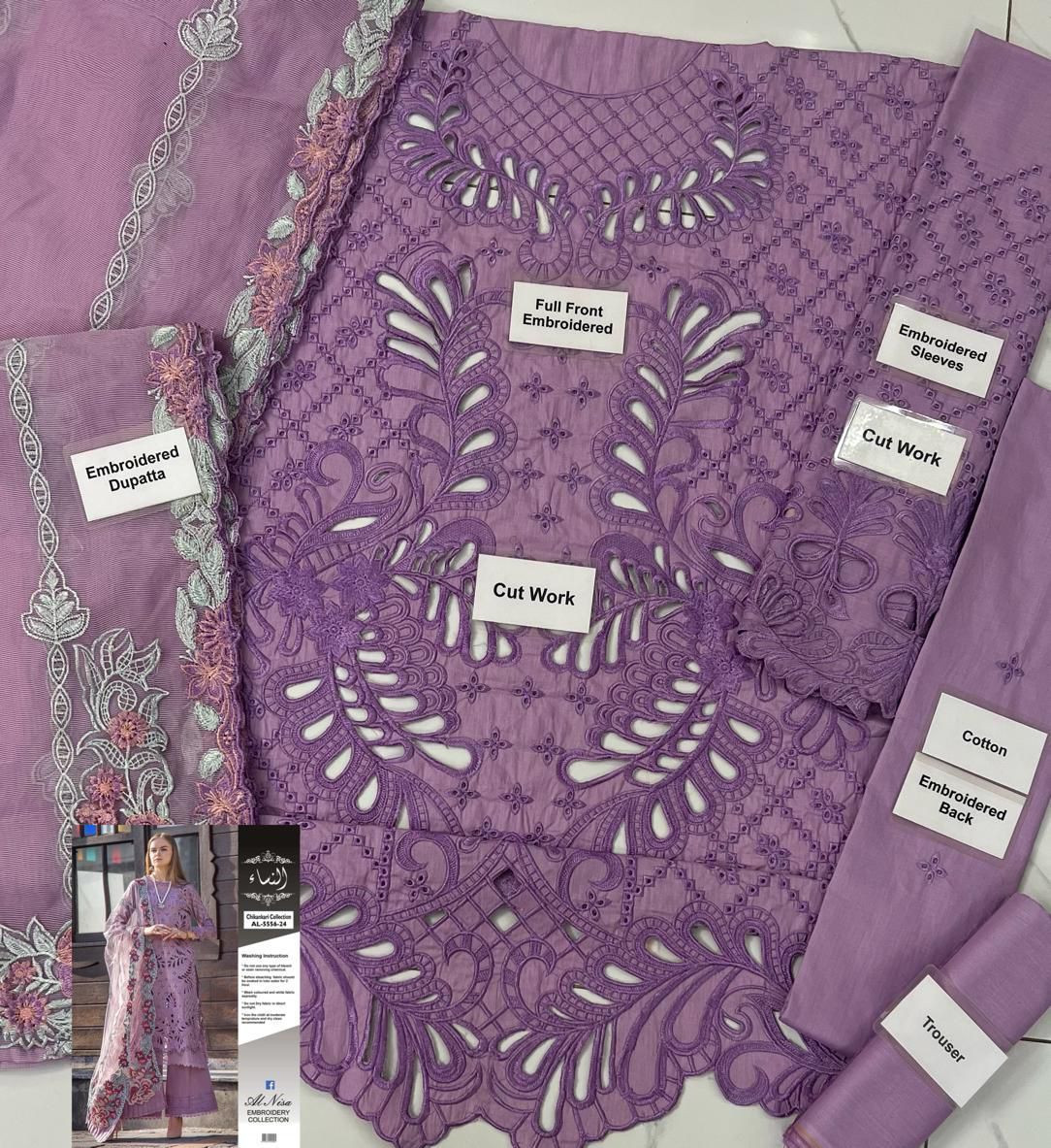3PC Embroidered Dress Unstitched