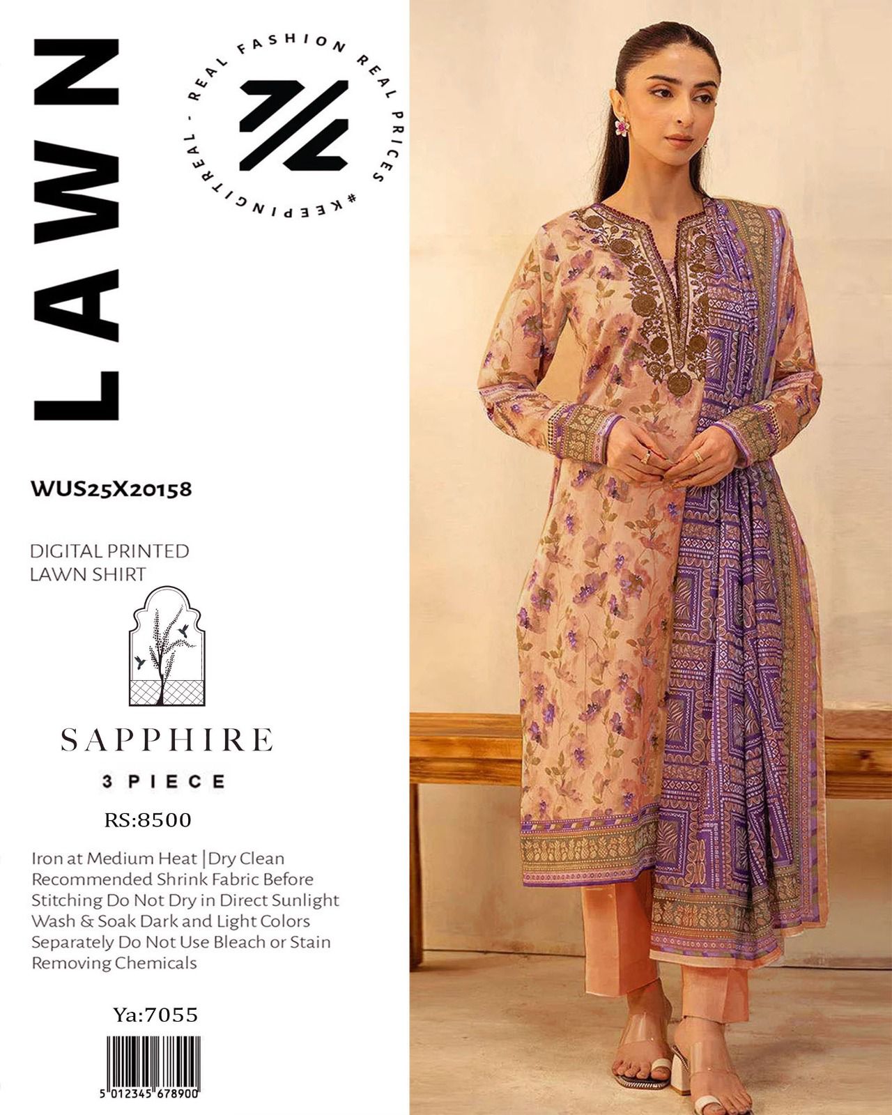 3PC Digital Print with Organza Embroidered Unstitched