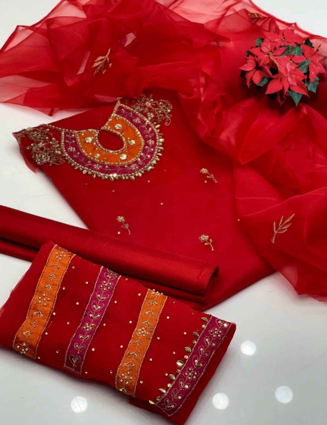 3PC PARTY WEAR UNSTITCHED
