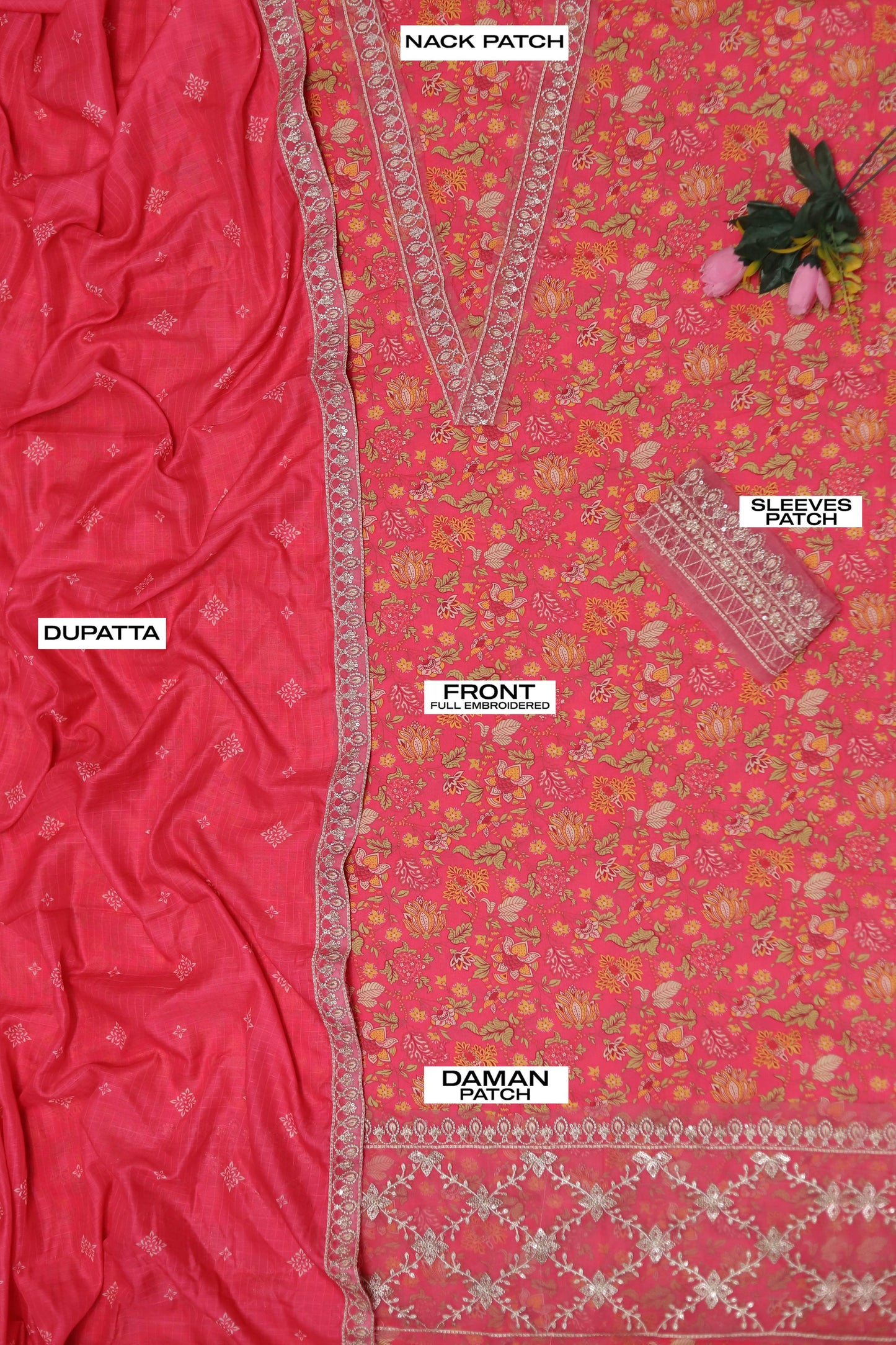 3PC Lawn Embroidered Patch Dress Unstitched