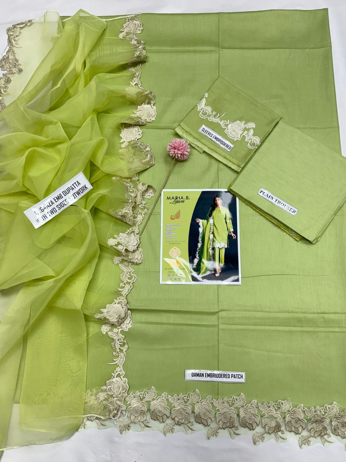 3PC Lawn Embroidered Patch Unstitched