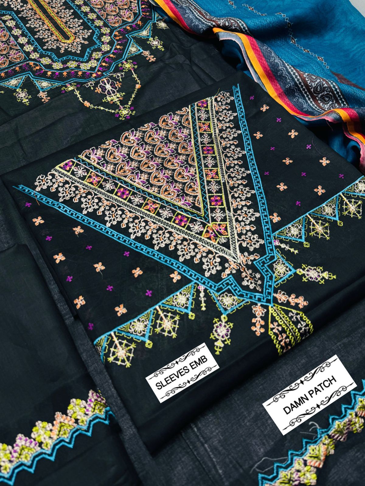 3PC Lawn Black Embroidered Unstitched