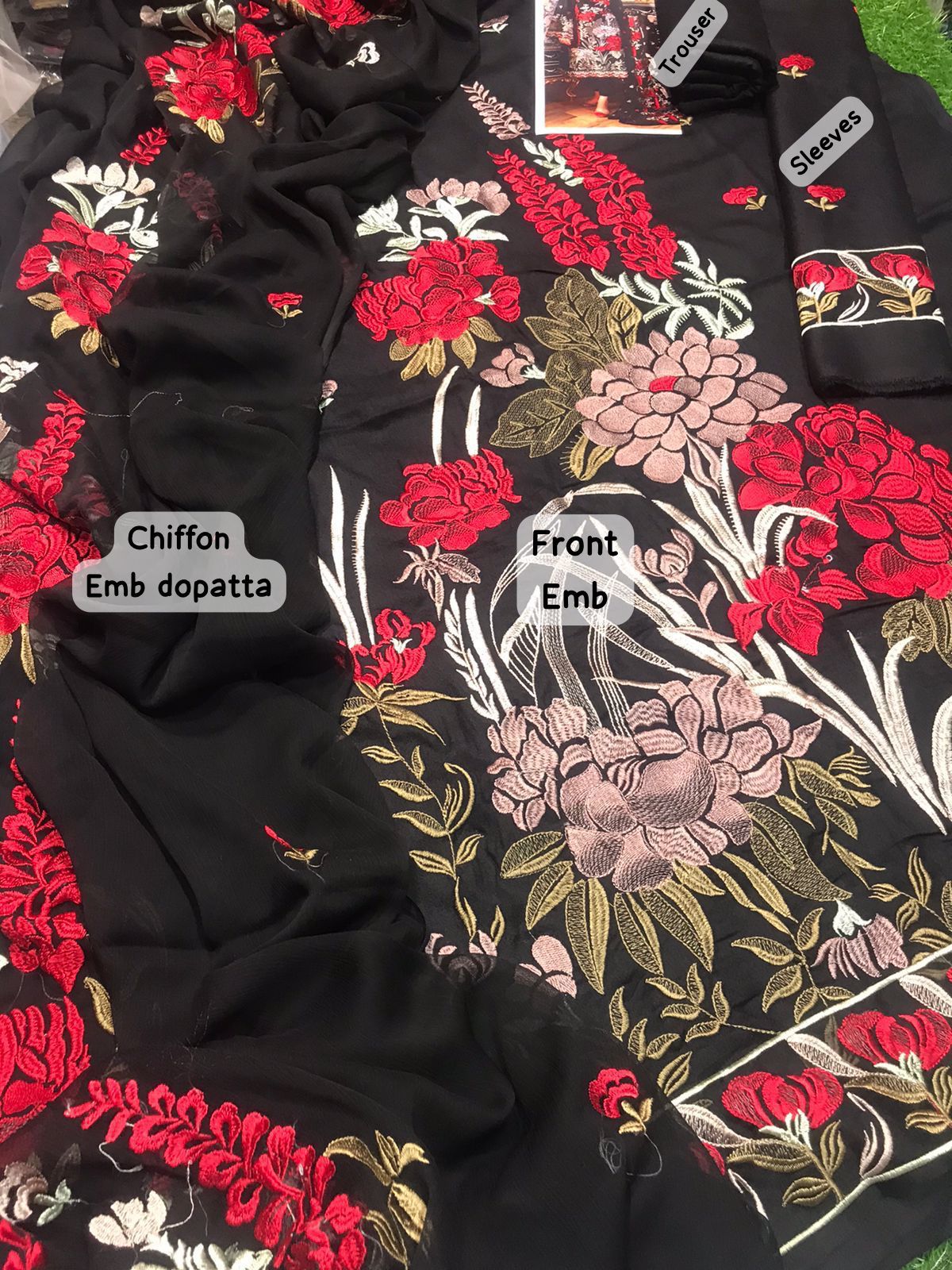3PC Lawn Black Embroidered Suit Unstitched