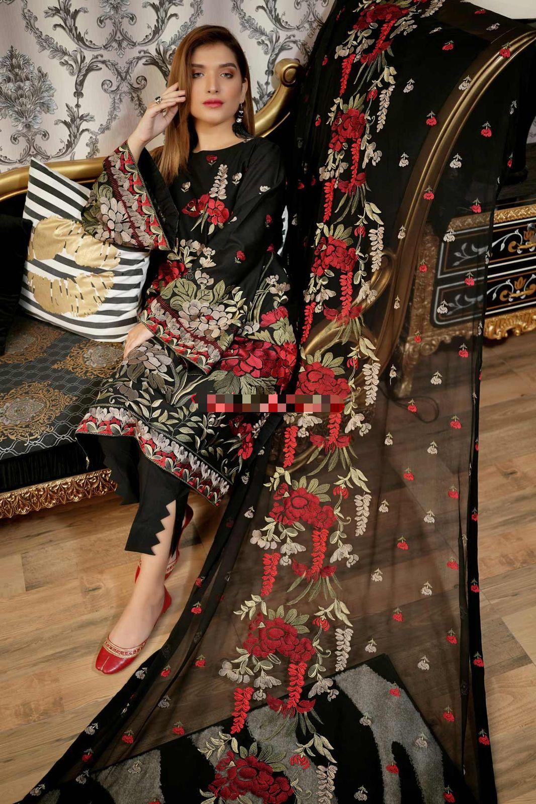 3PC Lawn Black Embroidered Suit Unstitched