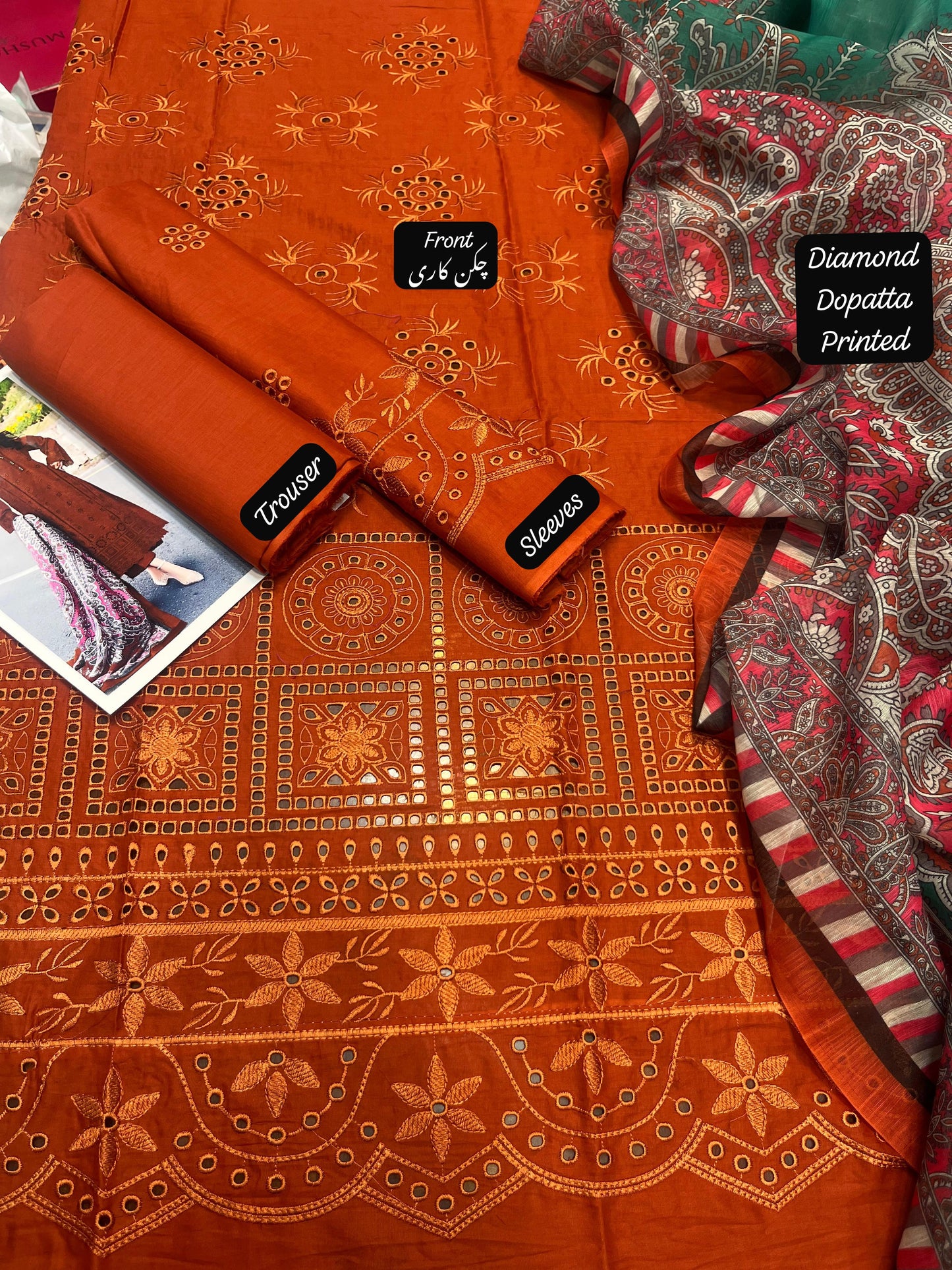 3PC Lawn Chickenkari Embroidered Unstitched Suit