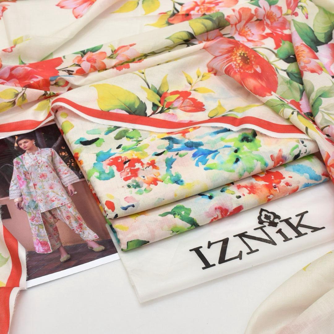 3PC Digital Print Unstitched Suit