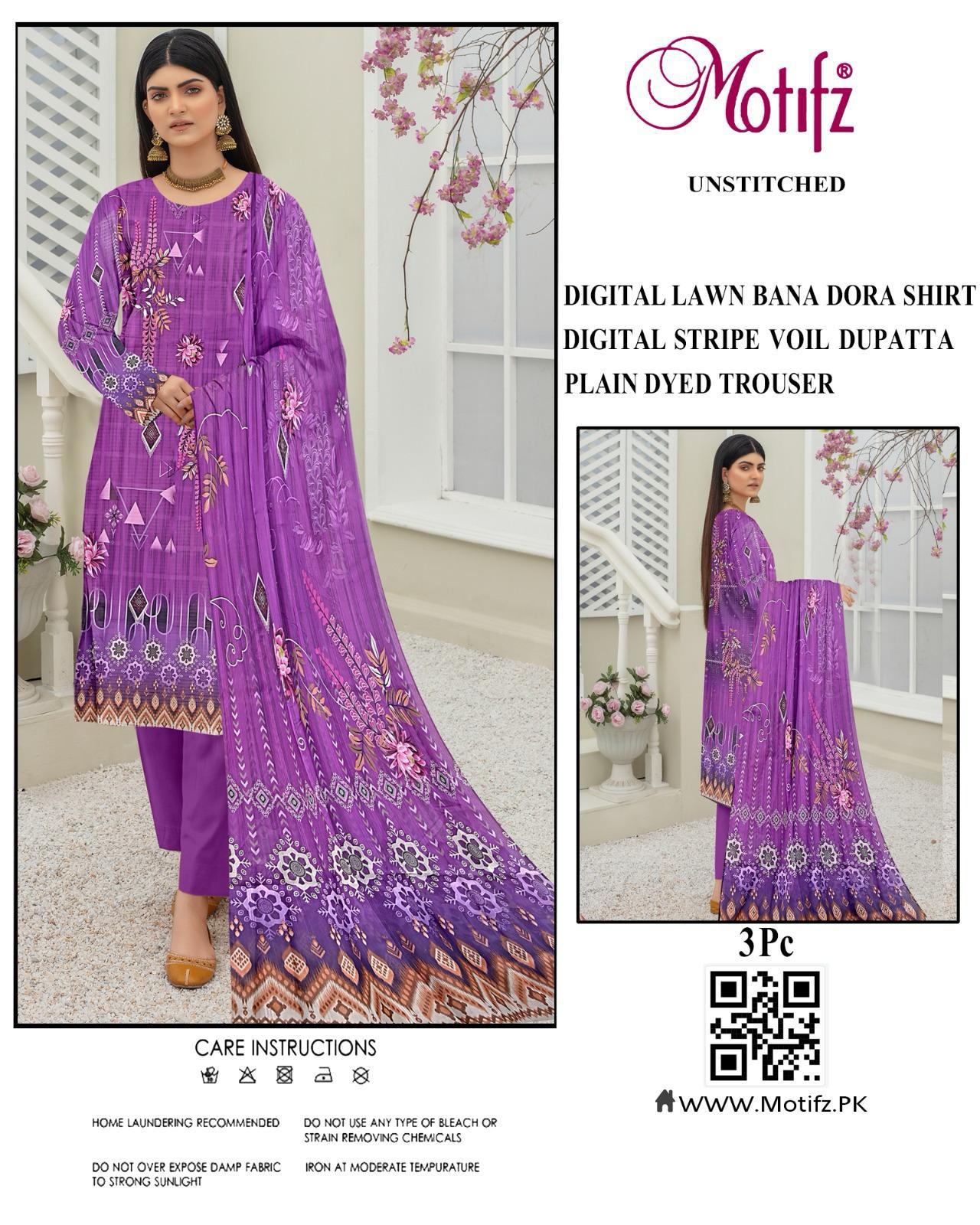 3PC Digital Print Unstitched Suit