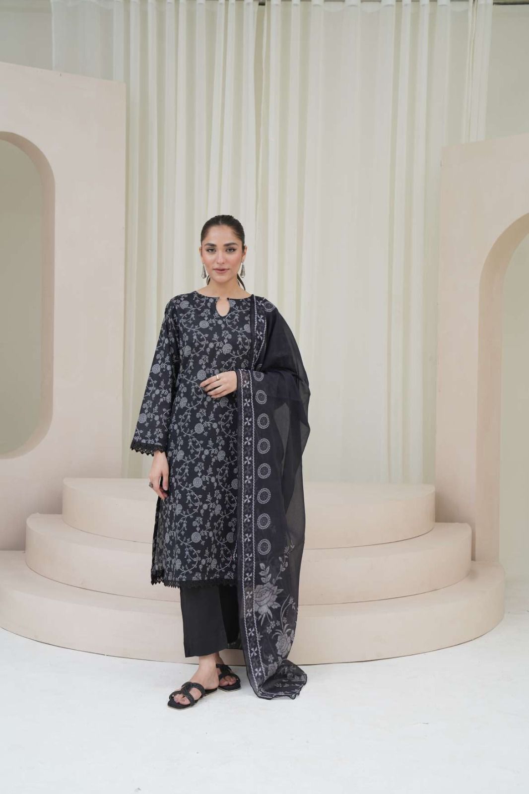 3PC Digital Print Unstitched Suit