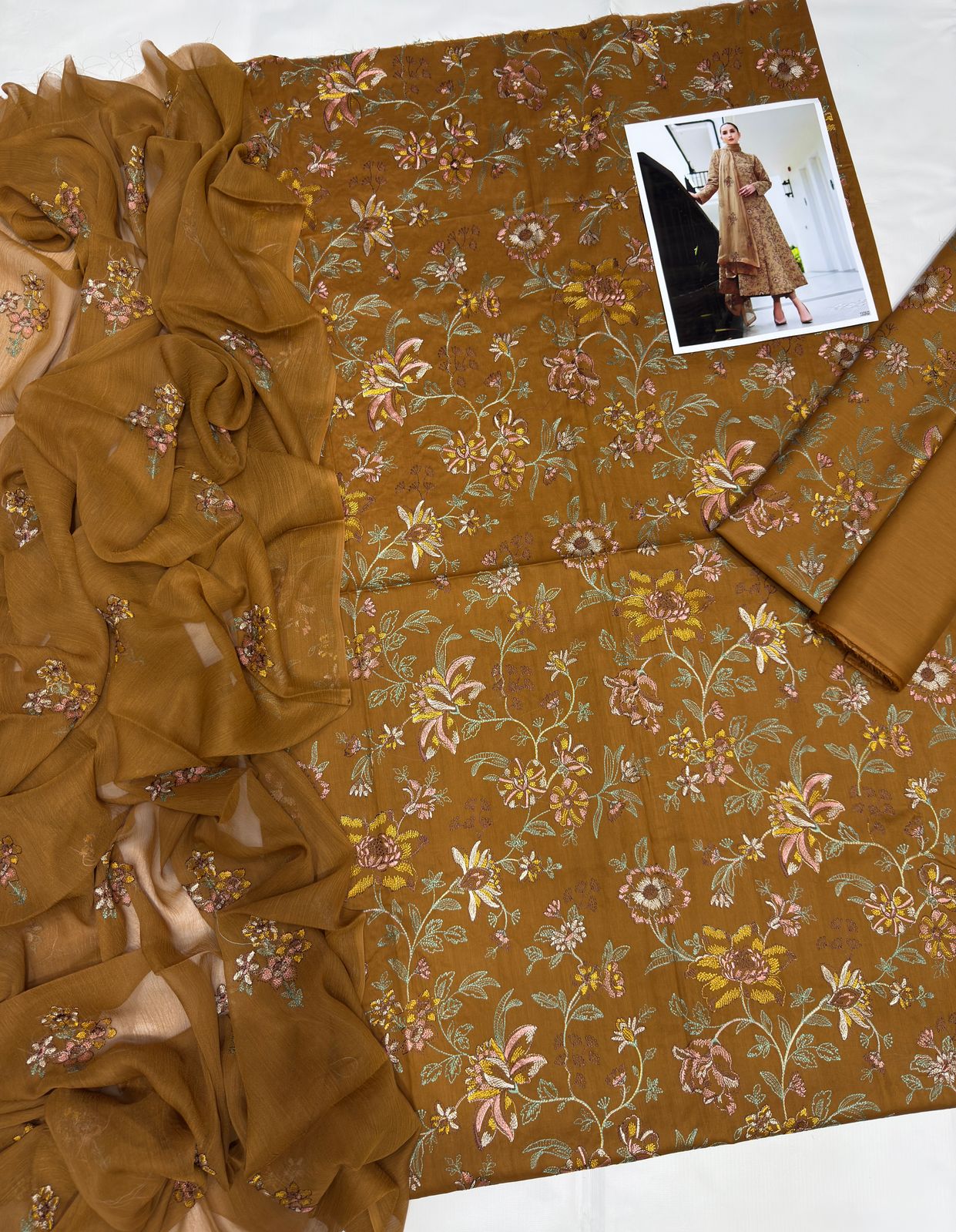 3PC Embroidered Suit Unstitched