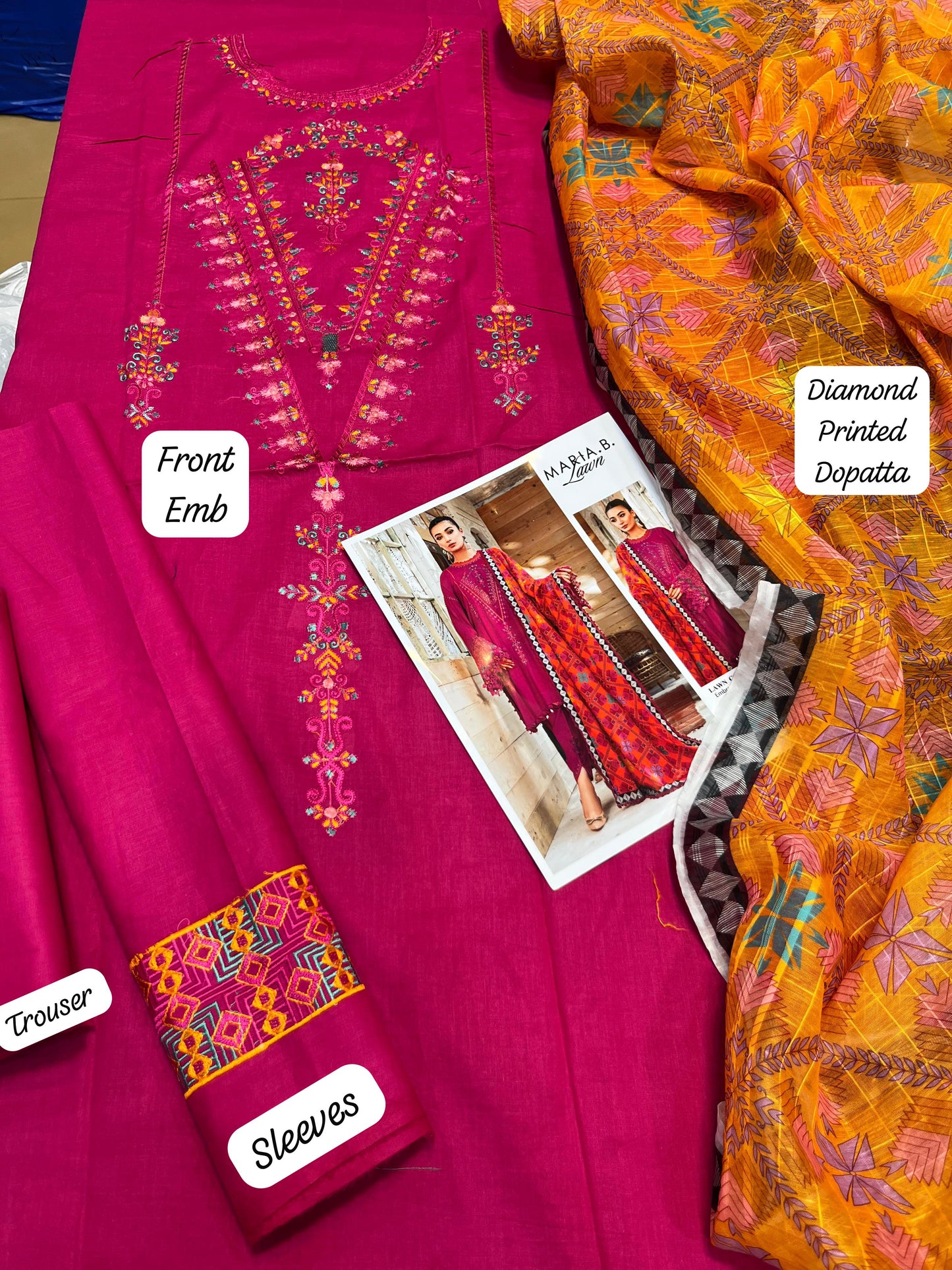 3PC Embroidered Lawn Suit Unstitched