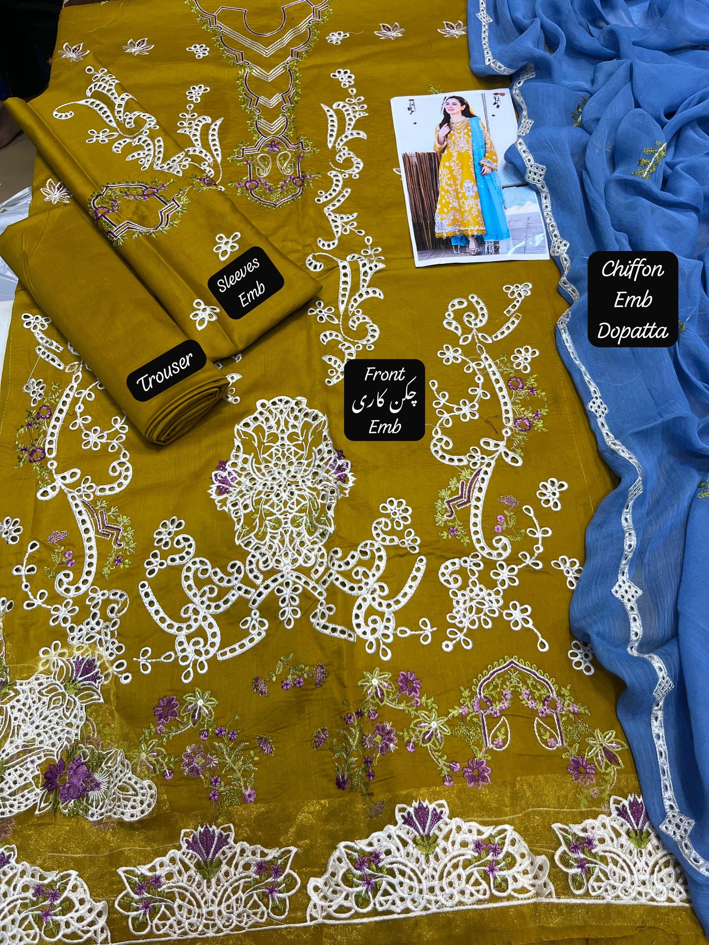 3PC Full Embroidered Lawn Suit Unstitched