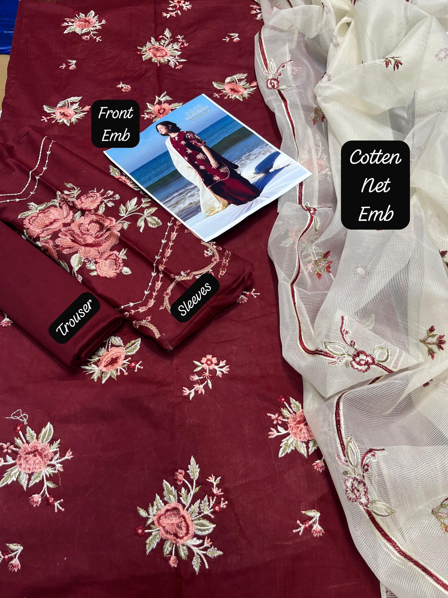 3PC Embroidered Lawn Suit Unstitched