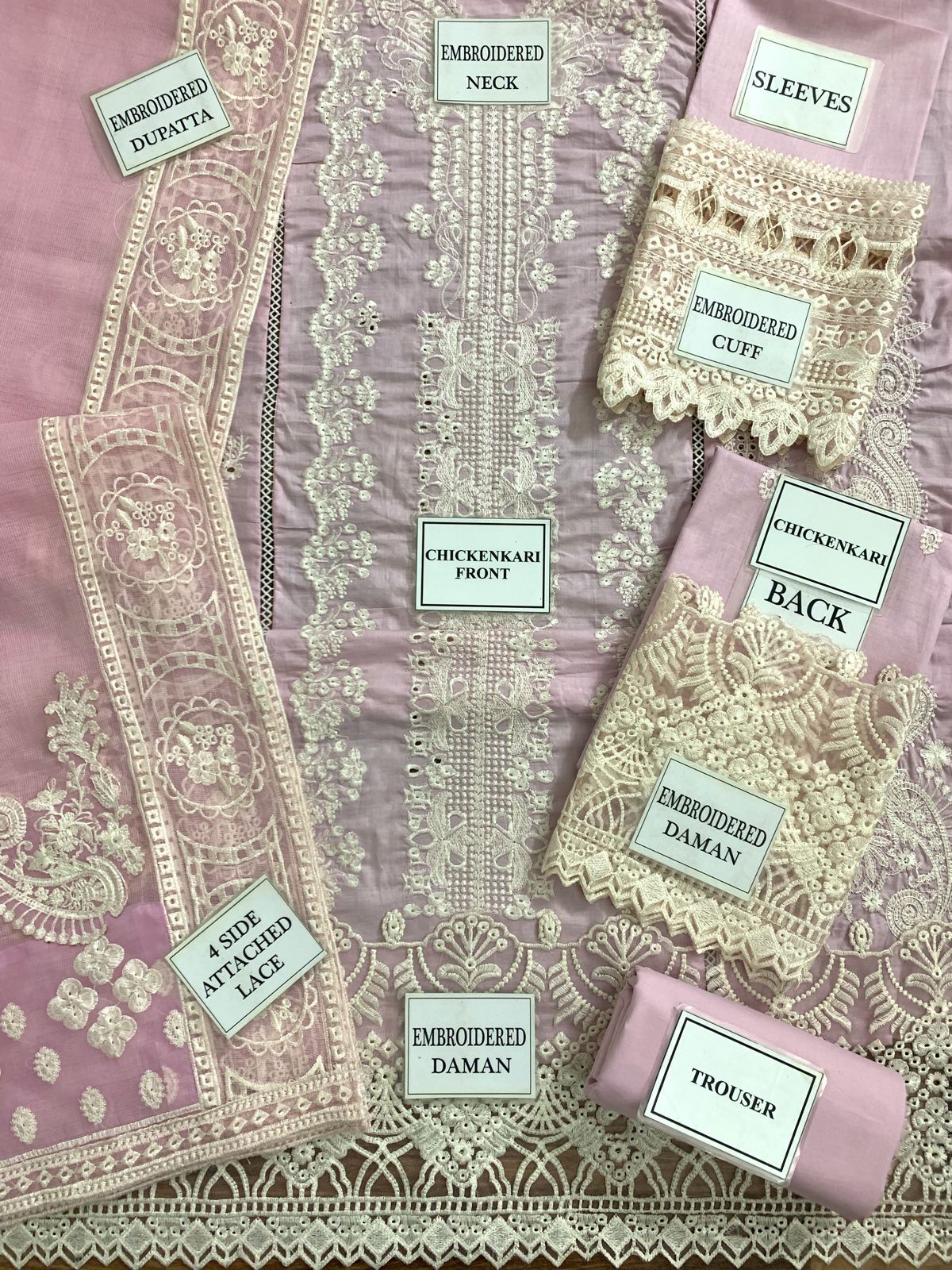 3PC Premium Lawn Embroidered Unstitch Replica