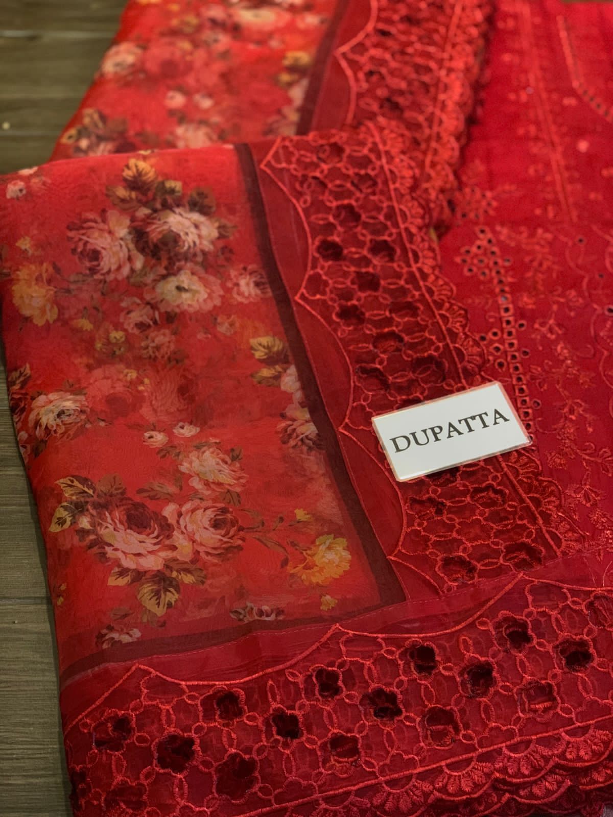 3PC Cotton & Organza Embroidered Unstitch