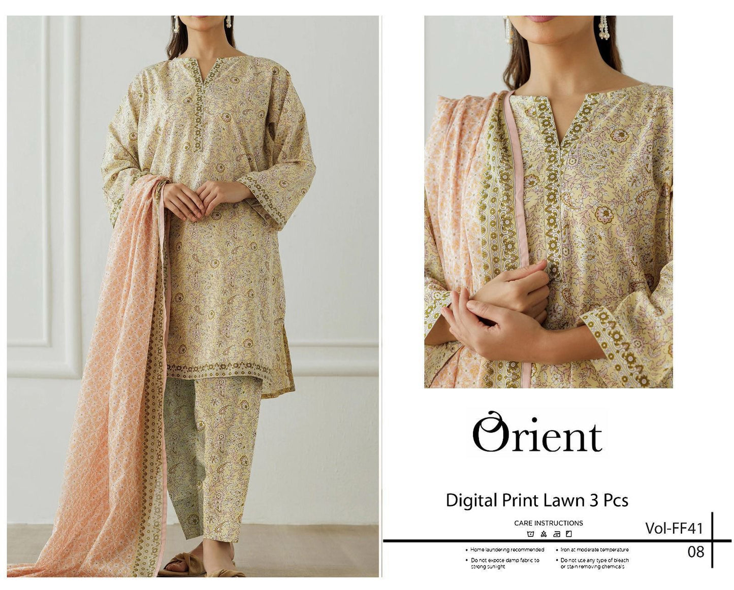 3PC Orient Lawn Digital Print Unstitch