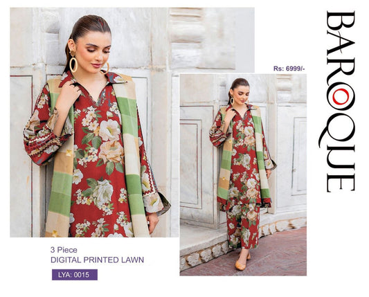 3pc Digital Print Lawn Unstitched