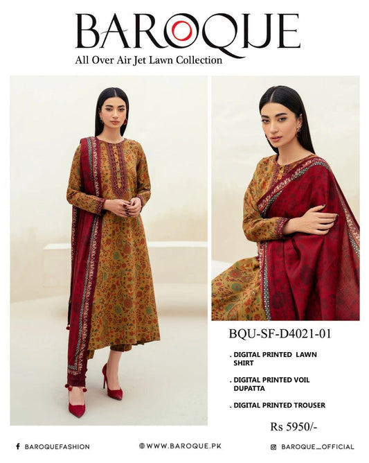 3pc Digital Print Lawn Suit Unstitched