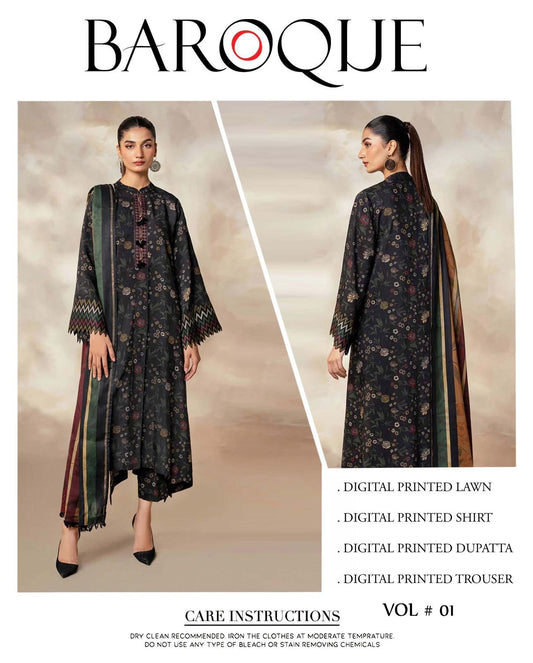 3pc Digital Print Lawn Suit Unstitched