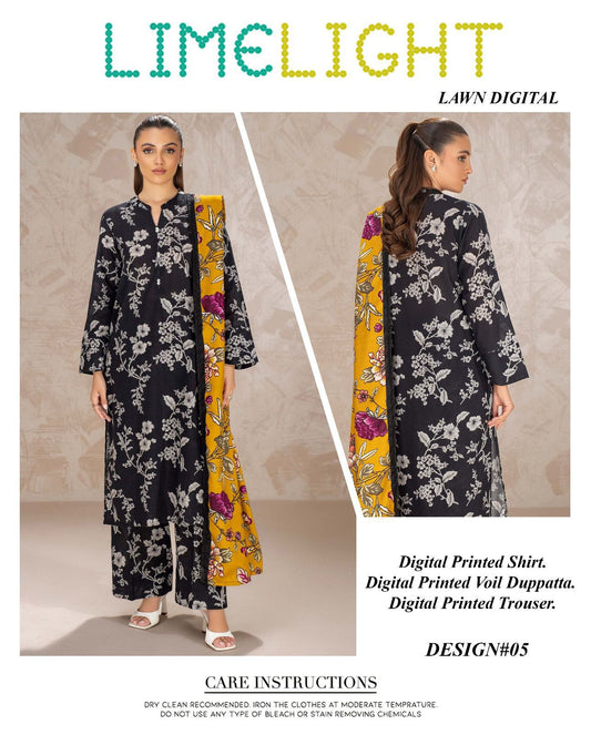 3pc Digital Print Lawn Suit Unstitched