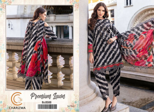 3pc Digital Print with Organza Embroidered Unstitched