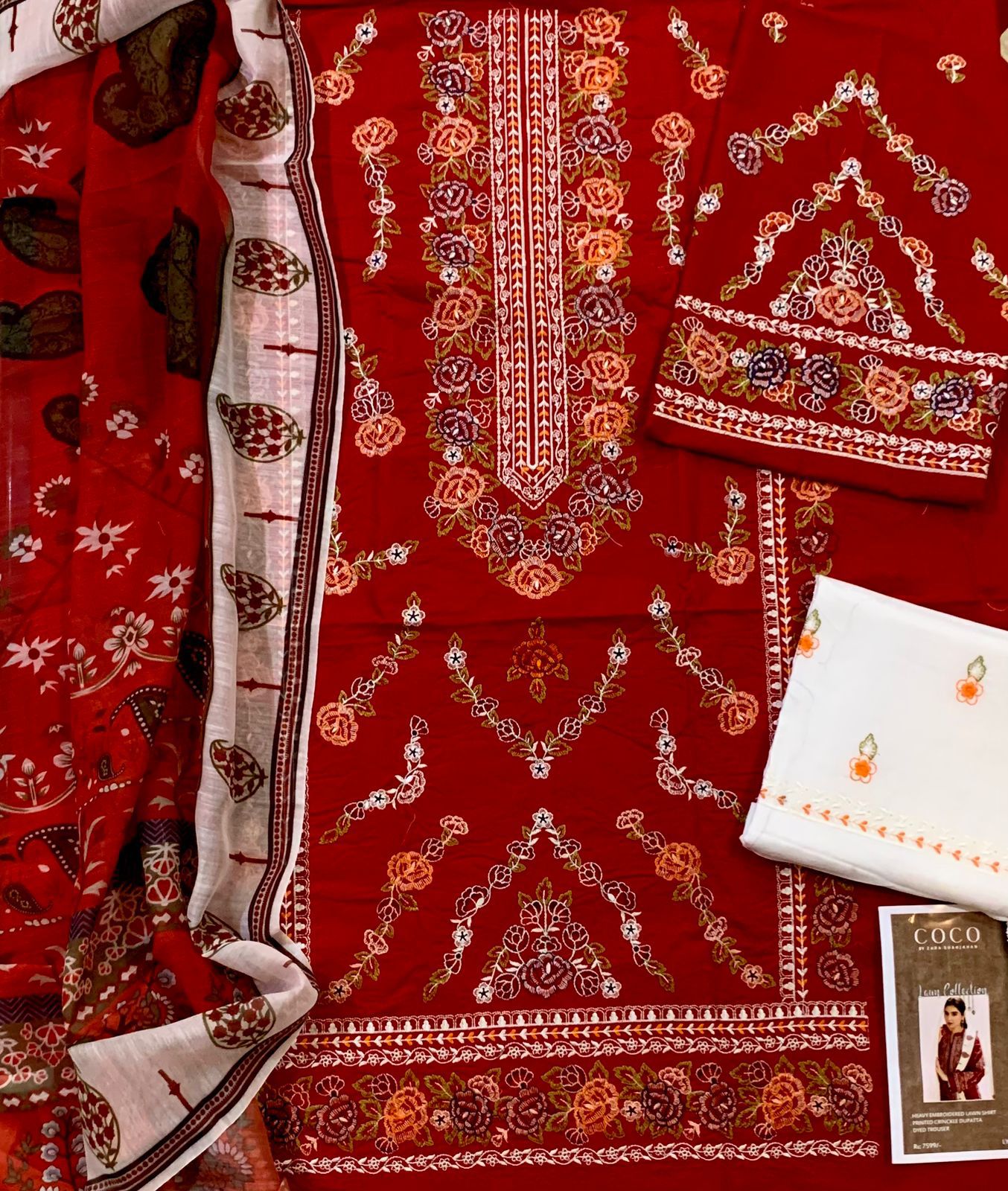 3pc Embroidered Lawn Suit Unstitched