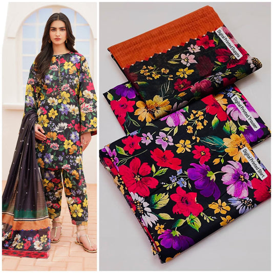 3pc Digital Print Dress Unstitched