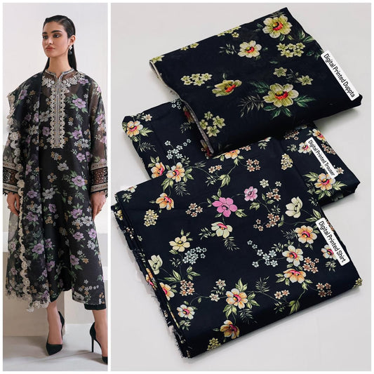 3pc Digital Print Dress Unstitched