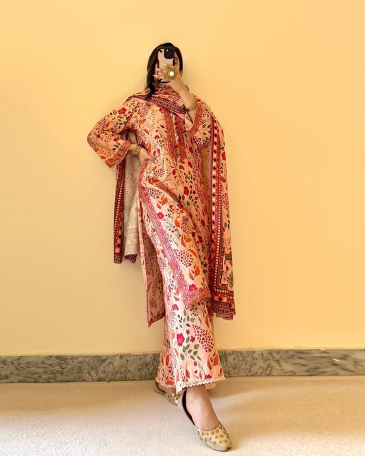 3pc Lawn Embroidered Patch Dress Unstitched