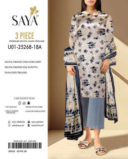 3PC Digital Print Unstitched Suit