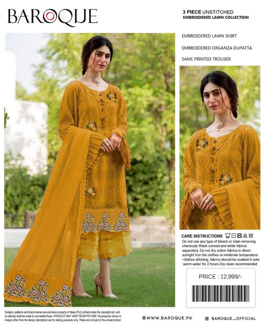 3PC Embroidered Dress Unstitched