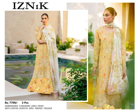 3PC Digital Print Suit with Embroidered Patches Unstitched