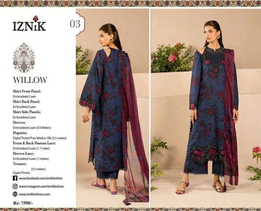 3PC Digital Print with Organza Embroidered Unstitched