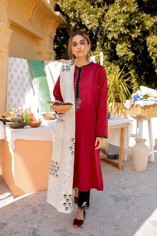 3PC Embroidered Dress Unstitched