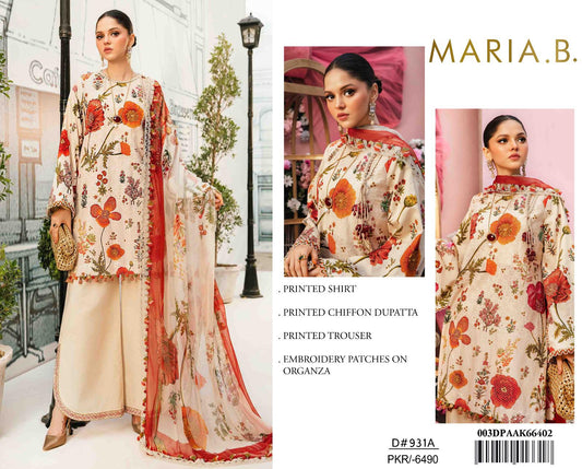 3PC Digital Print Unstitched