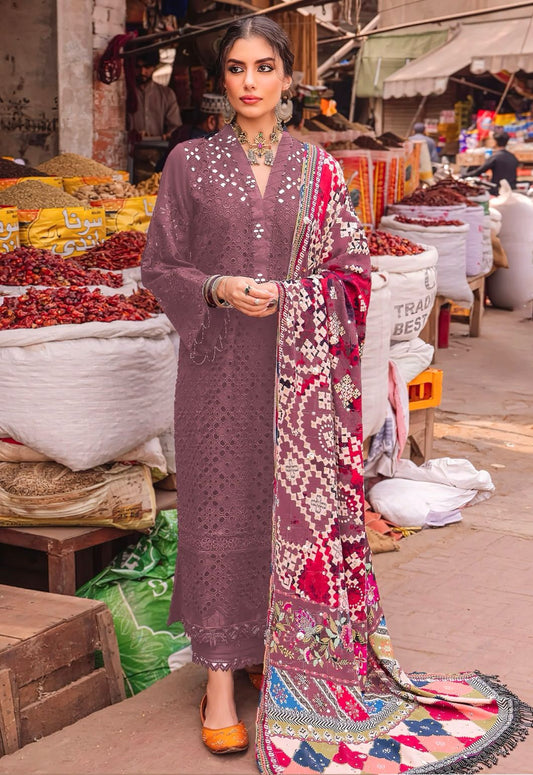 3PC Chickenkari Embroidered Unstitched Suit