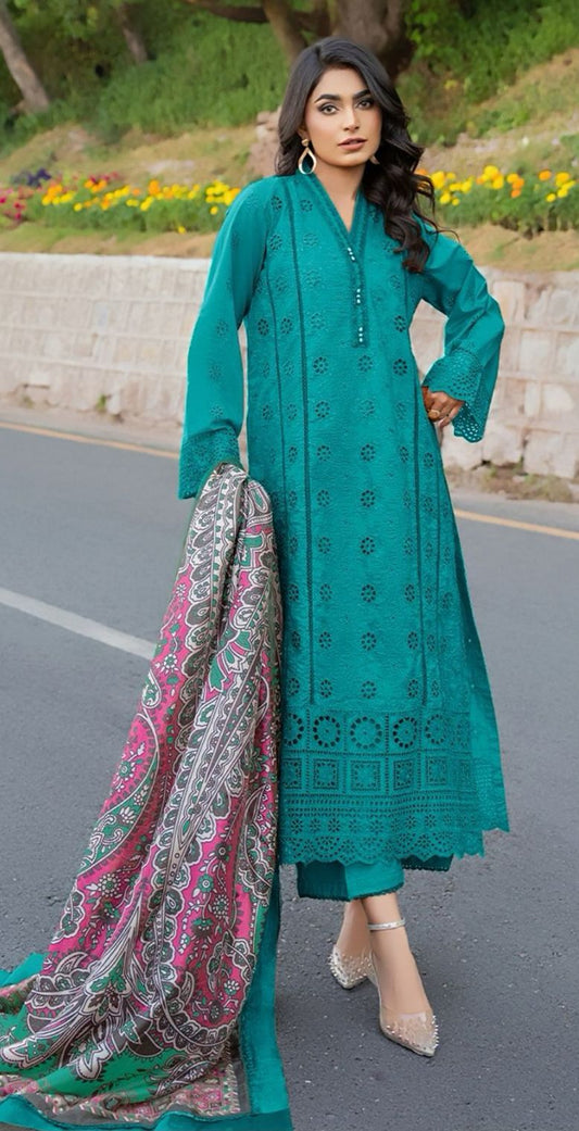 3PC Lawn Chickenkari Embroidered Unstitched Suit