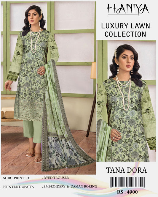 3PC Digital Print Embroidery & Daman Boring Unstitched