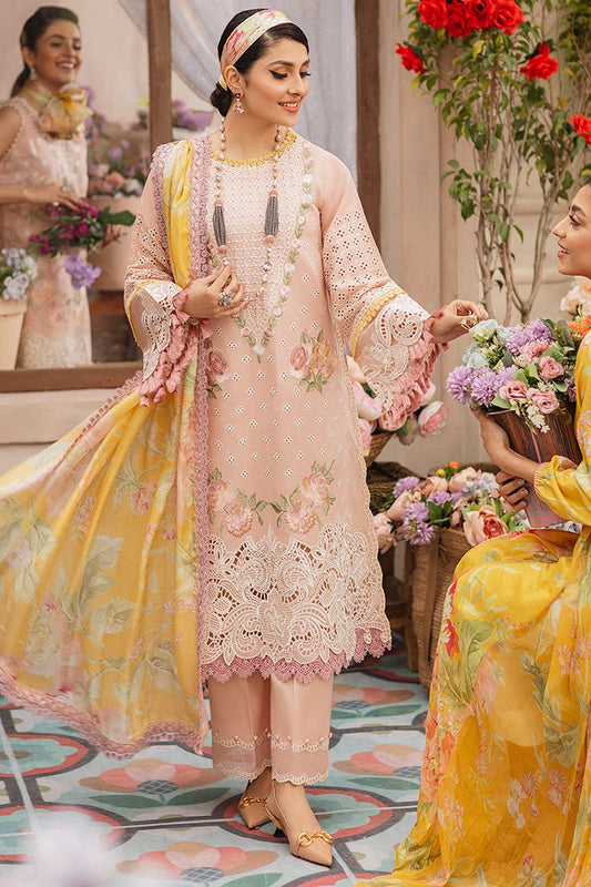 3PC Digital Print Embroidery & Daman Boring Unstitched