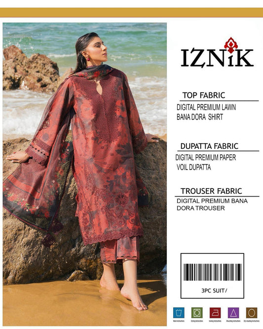3PC Digital Print Unstitched Suit