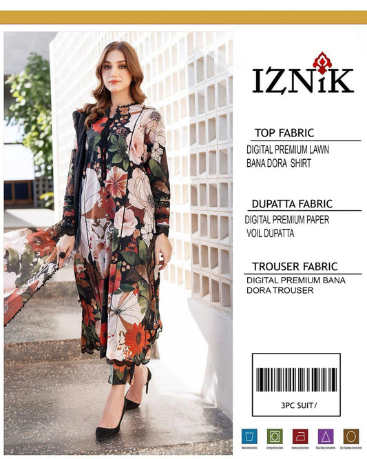 3PC Digital Print Unstitched Suit